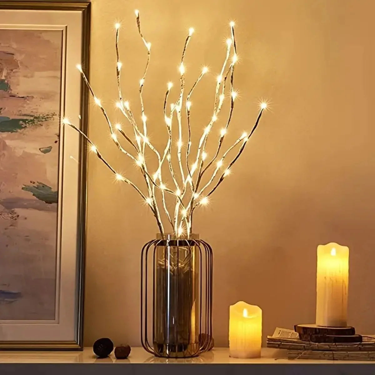 LED Twig Light - White Birch Design, Battery Operated, Perfect for Festive Decorations
