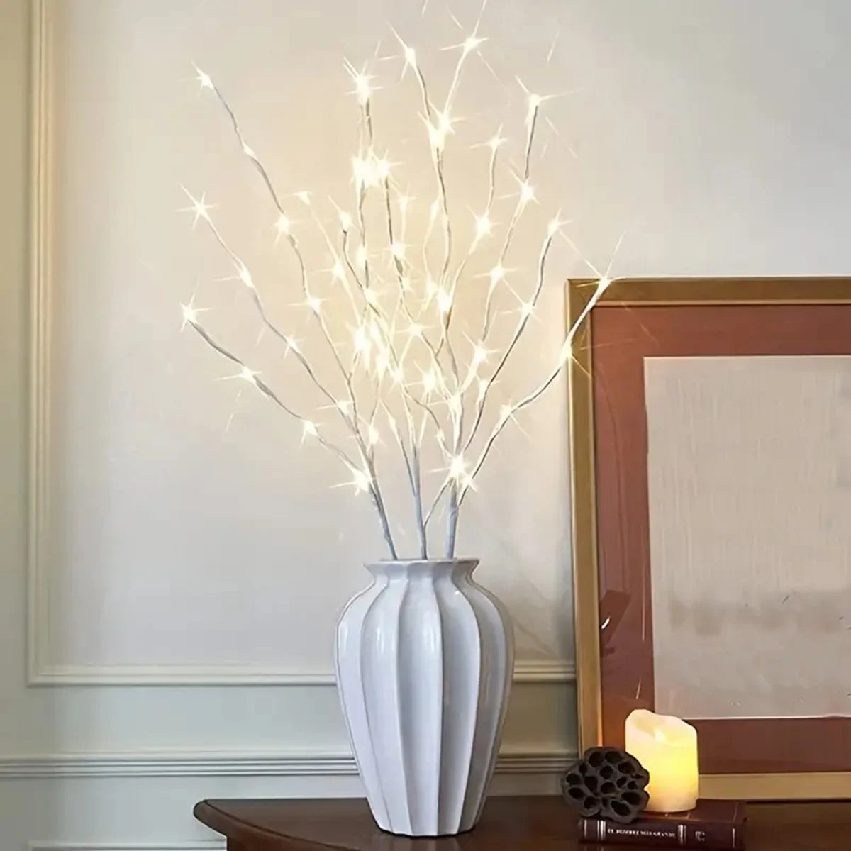 LED Twig Light - White Birch Design, Battery Operated, Perfect for Festive Decorations