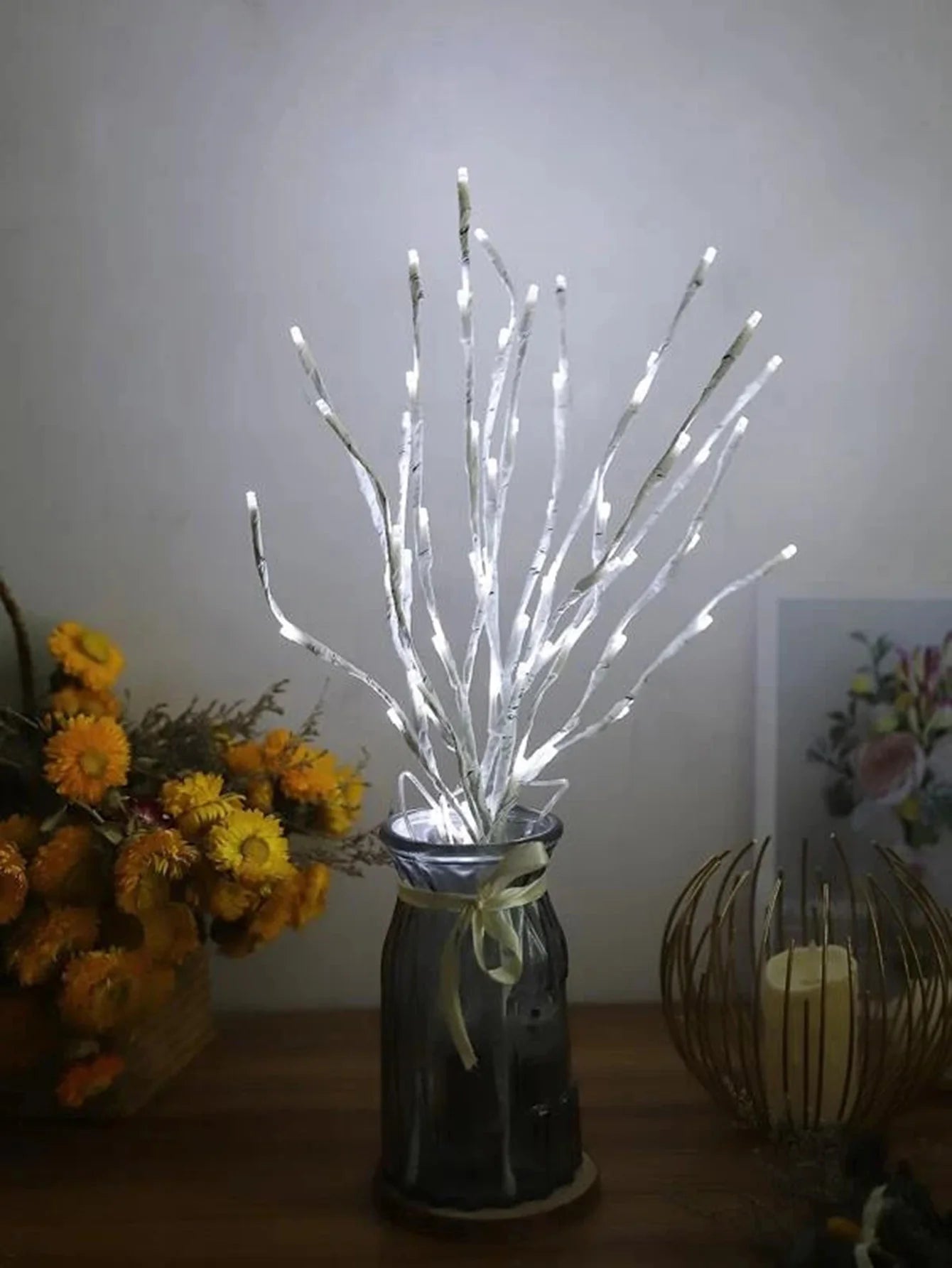 LED Twig Light - White Birch Design, Battery Operated, Perfect for Festive Decorations