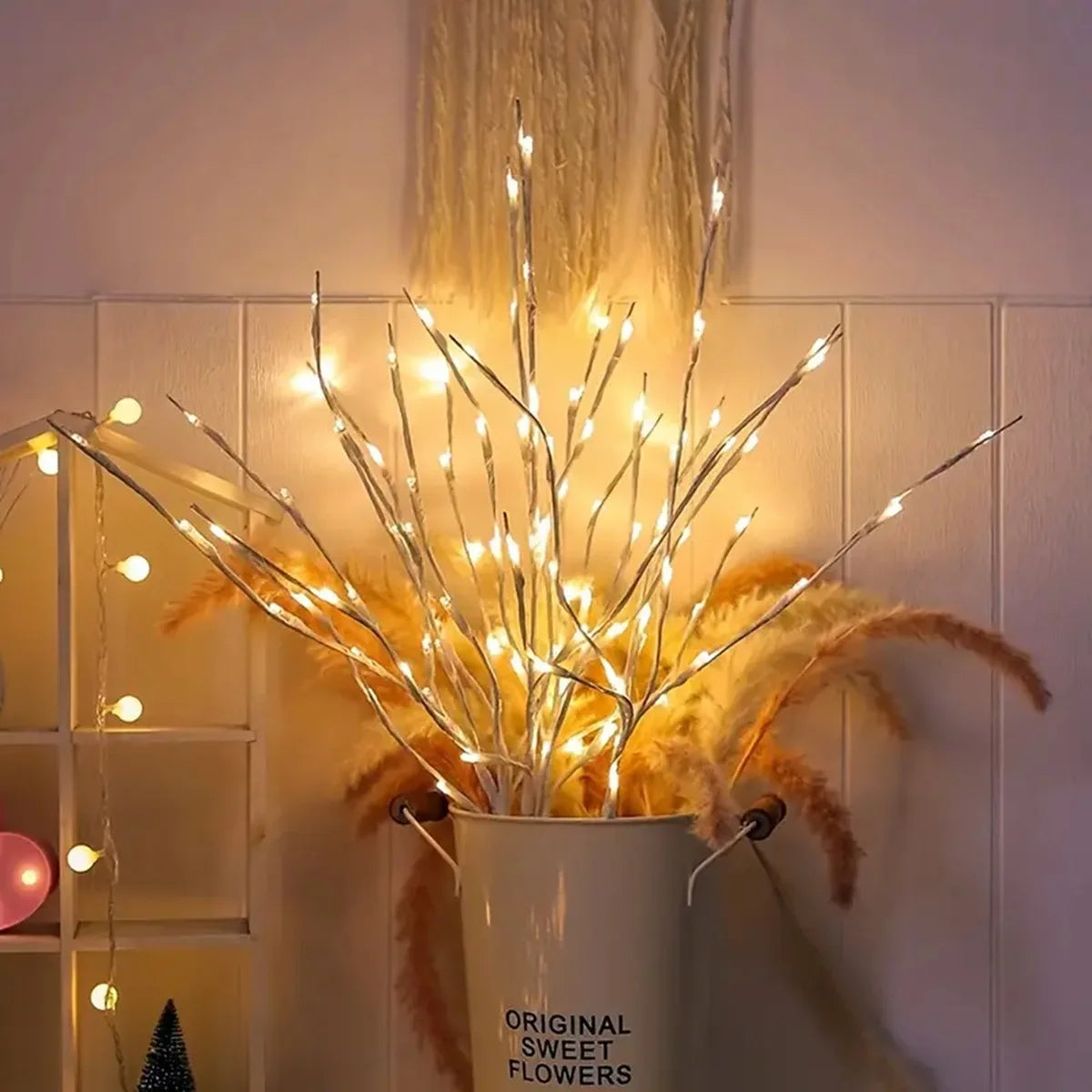 LED Twig Light - White Birch Design, Battery Operated, Perfect for Festive Decorations