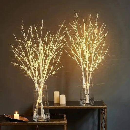 LED Twig Light - White Birch Design, Battery Operated, Perfect for Festive Decorations