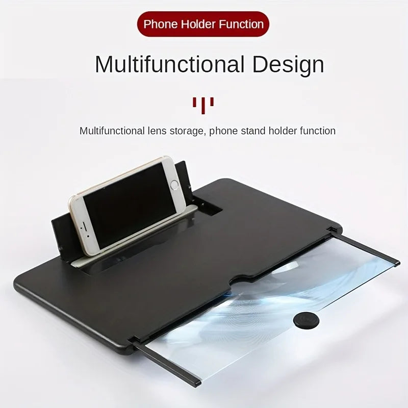 3D Screen Amplifier HD Mobile Phone Magnifier 10 & 12 Inch Smartphone Holder & Stand
