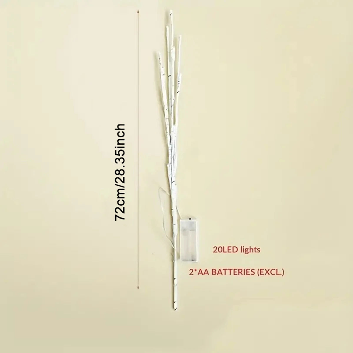 LED Twig Light - White Birch Design, Battery Operated, Perfect for Festive Decorations